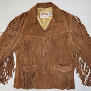 Vintage Authentic Western Styling By Schott Leather Suede Fringe Jacket